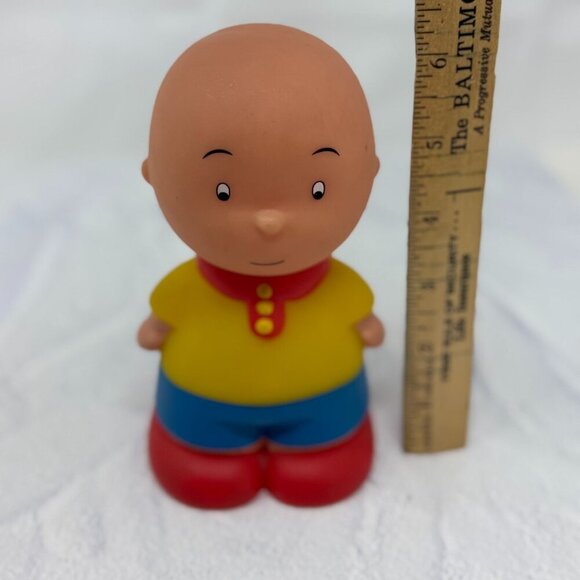 Caillou Plastic Figure Toy 6" Famosa Yellow Shirt Red Shoes PBS Squeak - Picture 6 of 8